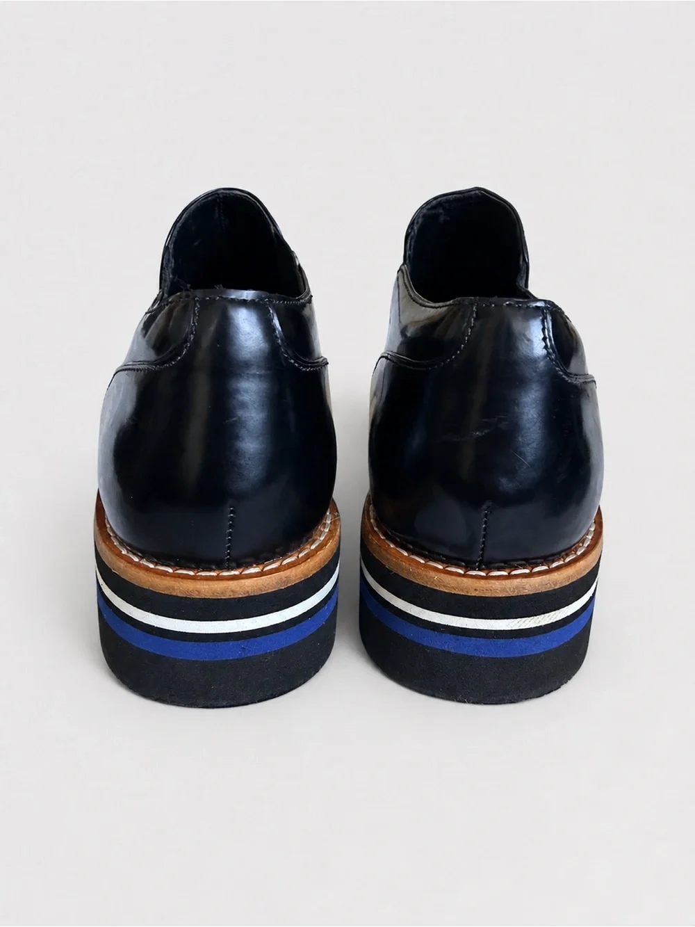 Vince Alona Platform Slip On Cap Toe Oxfords Black Leather Lug Sole Womens 8 8.5